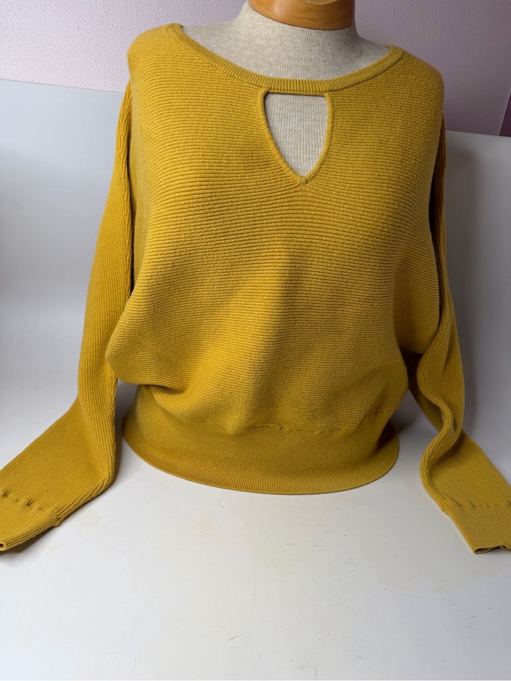 Express Mustard Keyhole Crew Sweater - Women's
